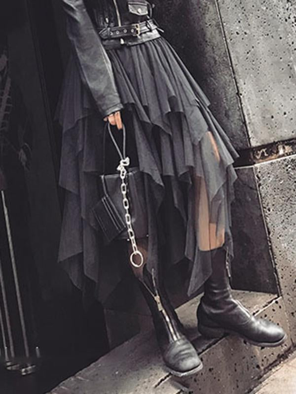 Gonna maxi in tulle multistrato da donna | Orlo asimmetrico