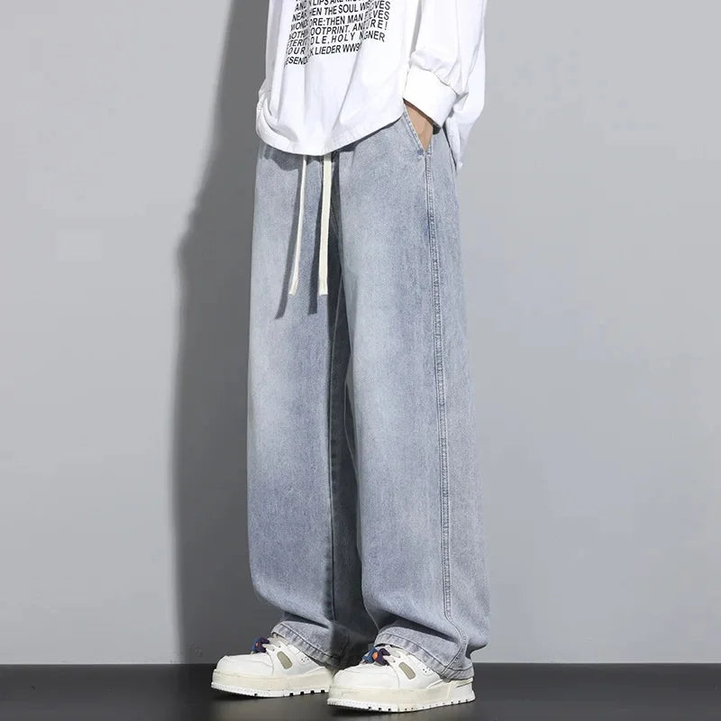 Jeans Herren | Baggy Jeans Herren mit Verstellbarem Kordelzug für Freizeit