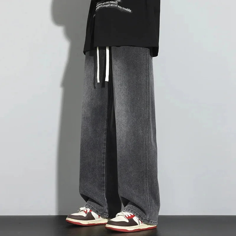 Jeans Herren | Baggy Jeans Herren mit Verstellbarem Kordelzug für Freizeit