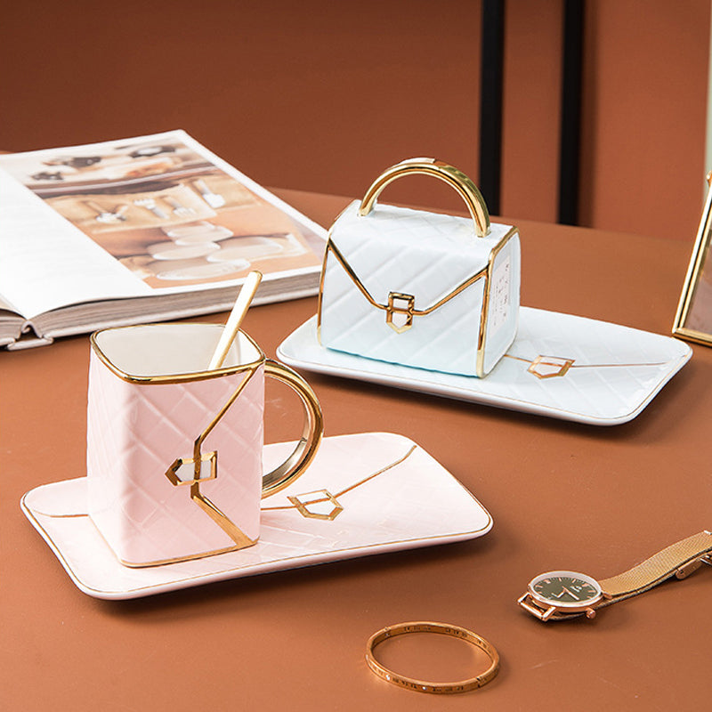 Kaffeetasse in Handtaschenform | Tassen für Damen | Geschenkideen für besondere Anlässe
