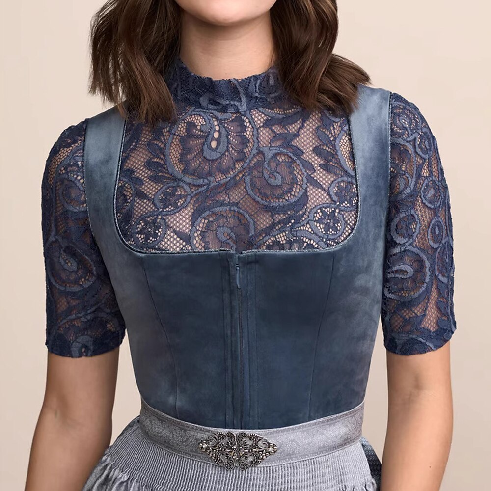 Klassisches Dirndl in Dunkelblau – Oktoberfest | Trachtenkleid mit Schürze