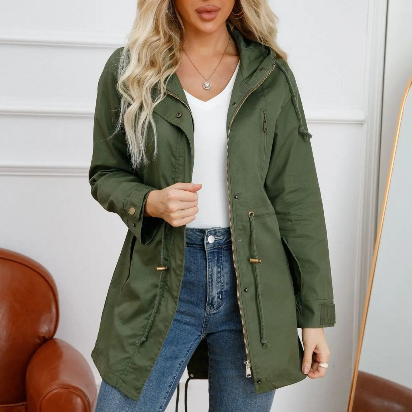 Leichter Wasserfester Damen Trenchcoat mit Eleganten Revers – Atmungsaktiv und Ideal für Sommerregen