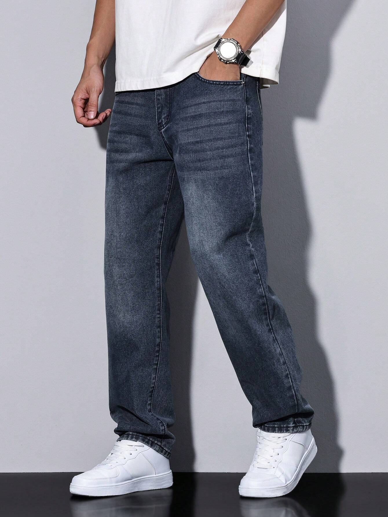 Luis | Lässige verwaschene Herrenjeans mit geradem Bein
