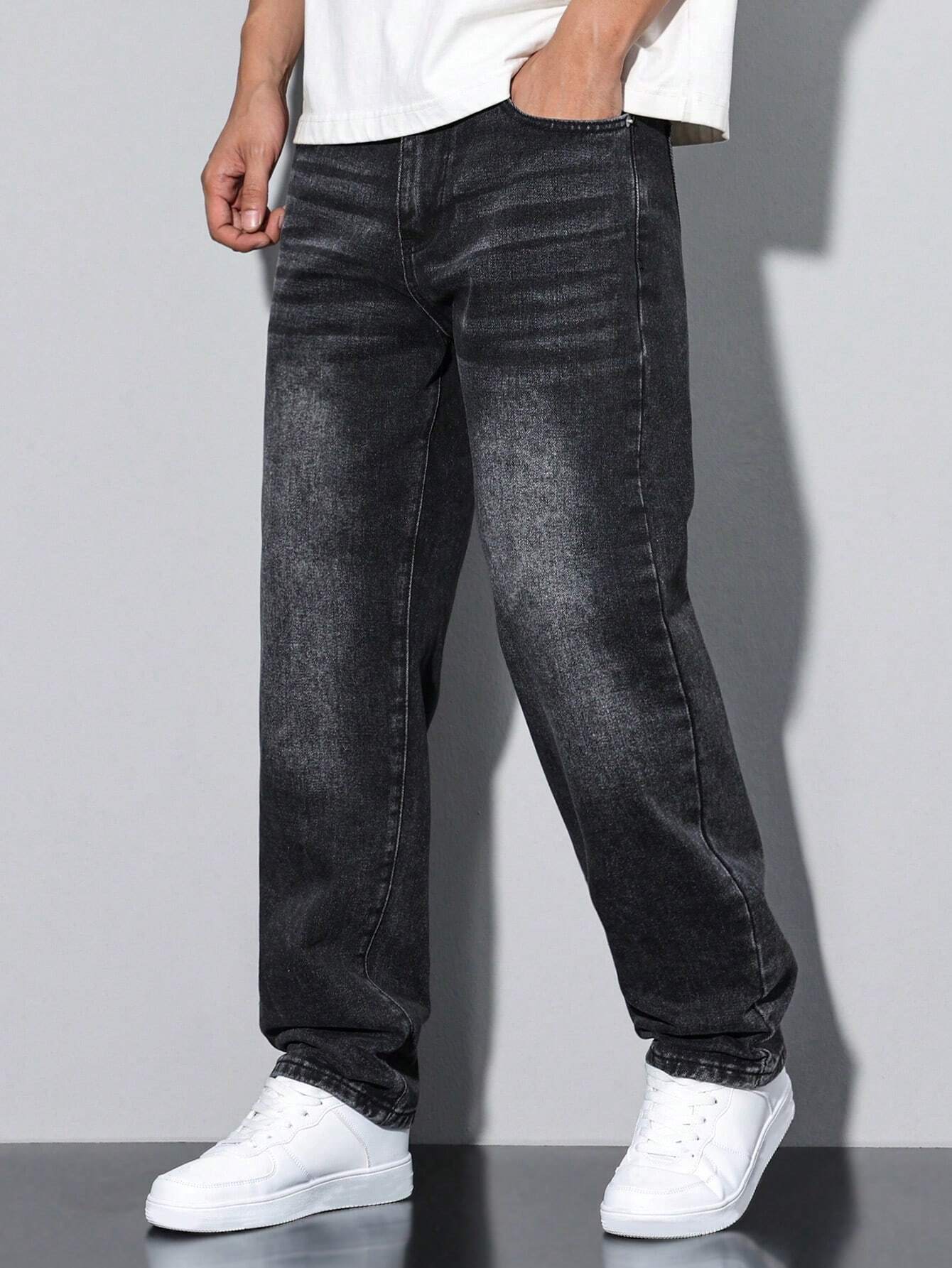 Luis | Lässige verwaschene Herrenjeans mit geradem Bein