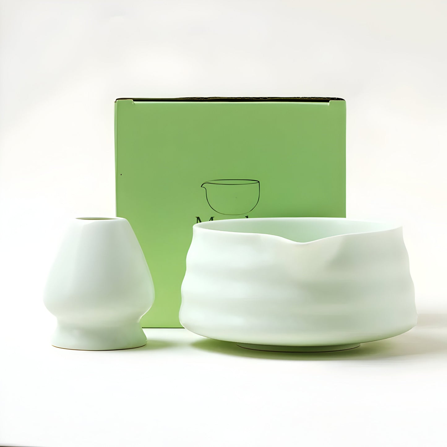 Matcha-Set aus – Ein traditionelles Matcha-Brühset mit Schale, perfekt zum Entspannen zu Hause.