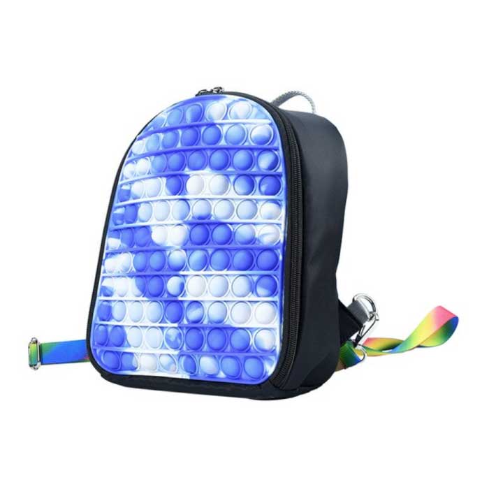 Mini Pop It Rucksack für Kinder – Stressabbau-Spielzeug mit Fidget-Funktion, verstellbaren Trägern und Regenbogen-Design