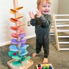 Montessori Regenbogen Knikkerbaum aus Holz – Pädagogisches Spielzeug für 2-Jährige zur Förderung von Feinmotorik und auditivem Lernen