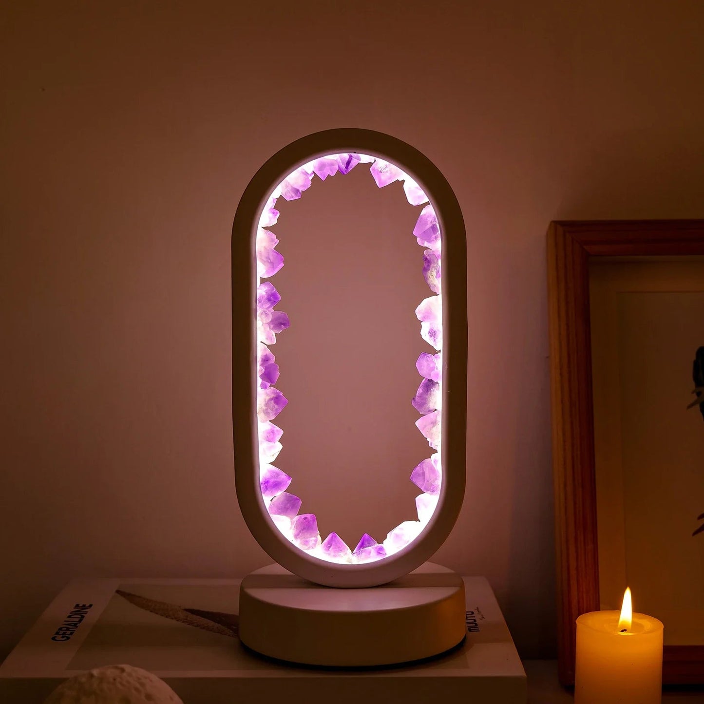 Natürliche Amethyst Lampe – Handgefertigte Entspannungs- und Meditationslampe in Lila für Innenräume