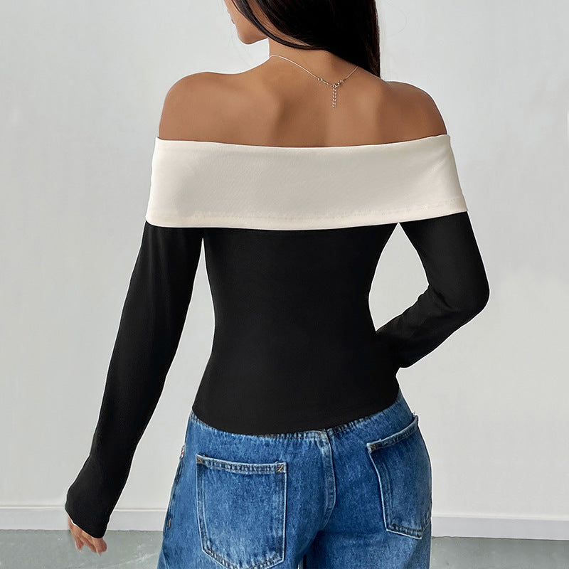 Crop-Top für Frauen mit Off-Shoulder-Muster