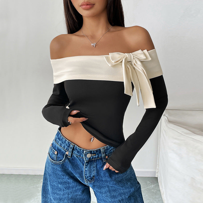 Crop-Top für Frauen mit Off-Shoulder-Muster