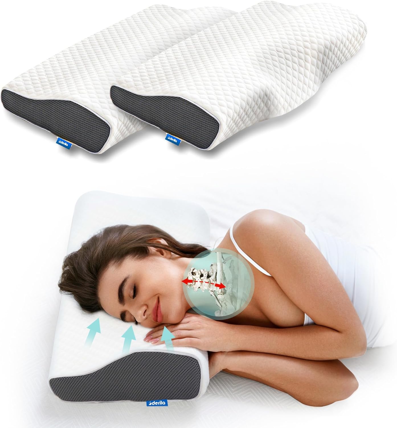 Orthopädisches Anti-Schnarch-Kissen mit ergonomischer Stütze und hypoallergenem Memory-Schaum - kühlend und waschbar