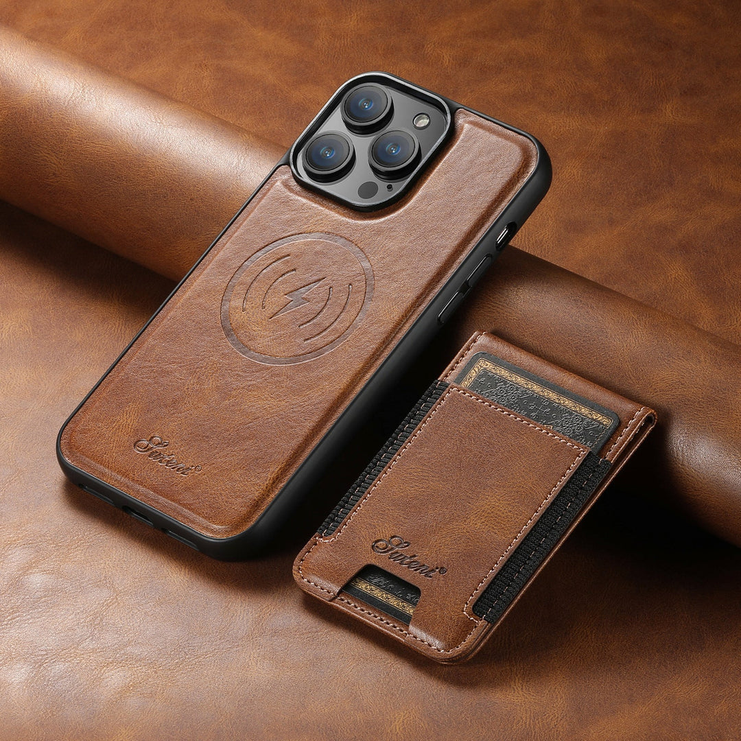 Premium Kunstleder – Handyhülle aus Kunstleder mit Kartenhalter und MagSafe-Kompatibilität