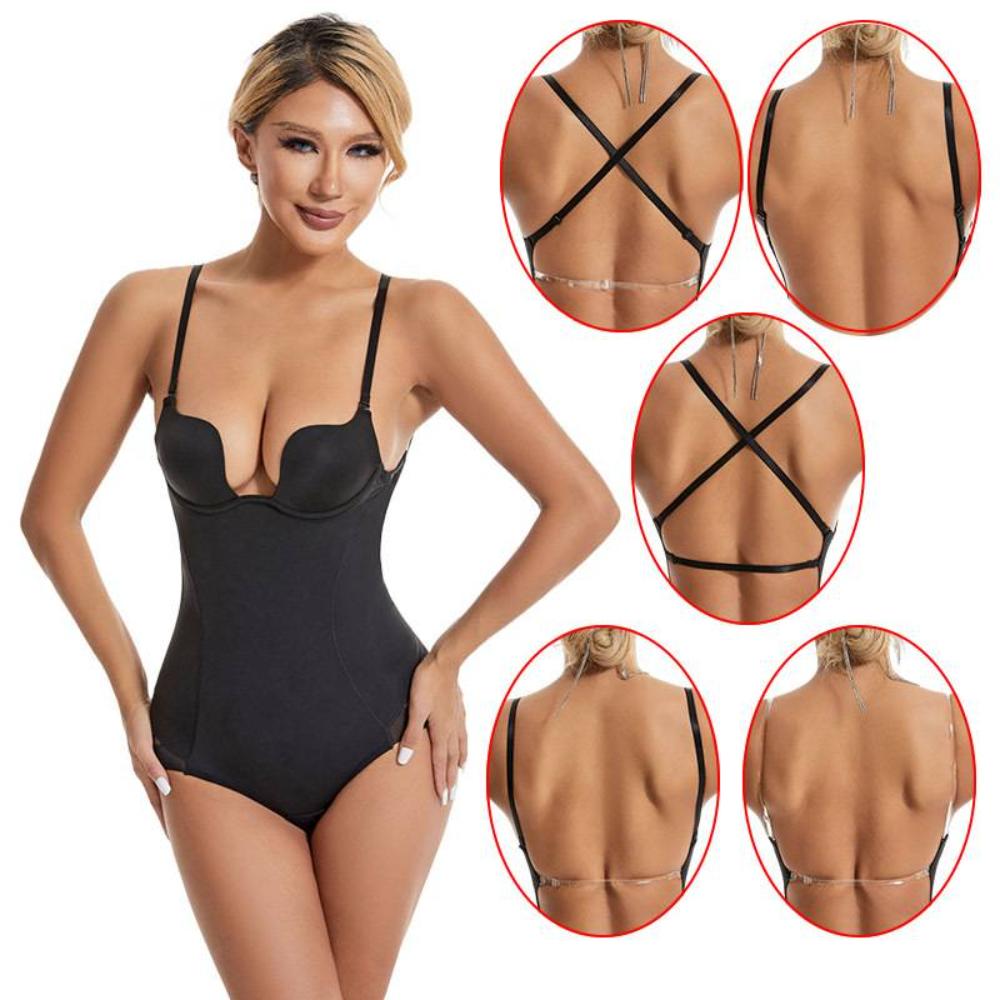 Rückfreies Shapewear für Frauen mit U-Ausschnitt – Nahtloses Design und Integrierter BH, Offene Schritt-Option