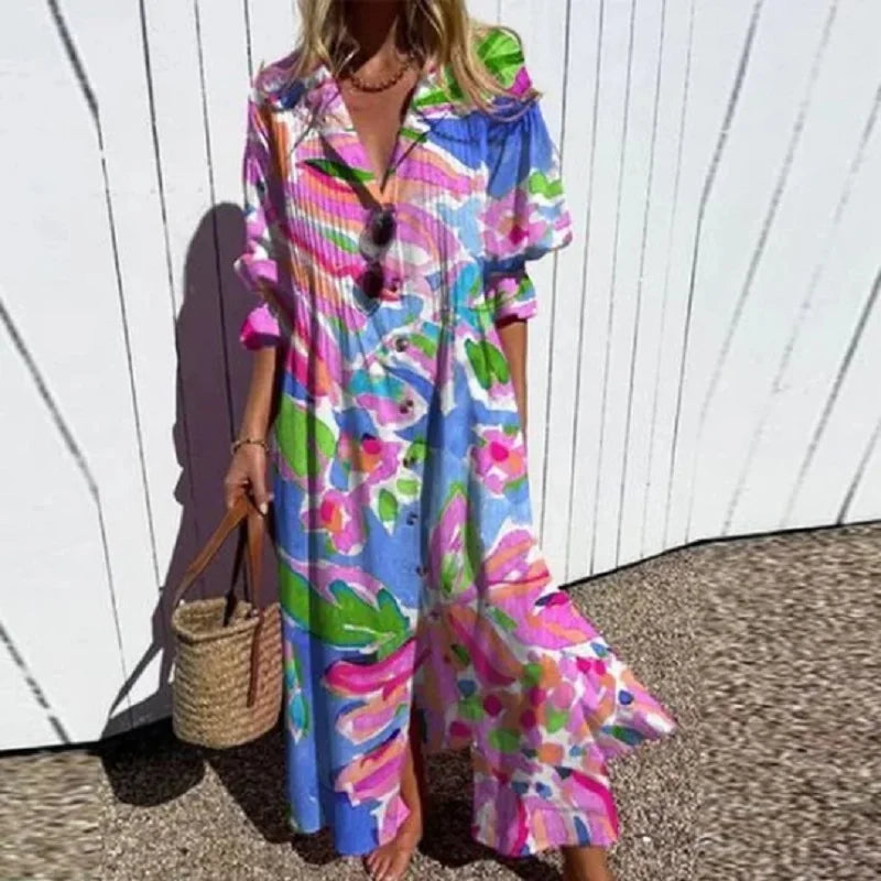 Damen Boho Kleid mit fließender Silhouette – Stilvolle Leichtigkeit für sonnige Tage