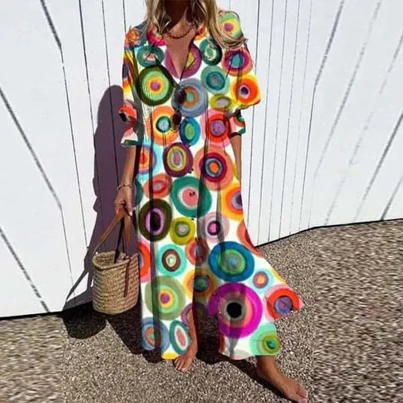 Damen Boho Kleid mit fließender Silhouette – Stilvolle Leichtigkeit für sonnige Tage
