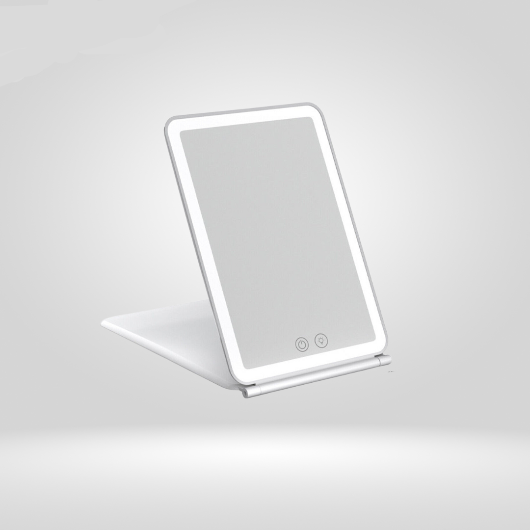 Miroir de maquillage avec éclairage et fonction de charge USB – Miroir de maquillage cosmétique portable, dimmable, design élégant