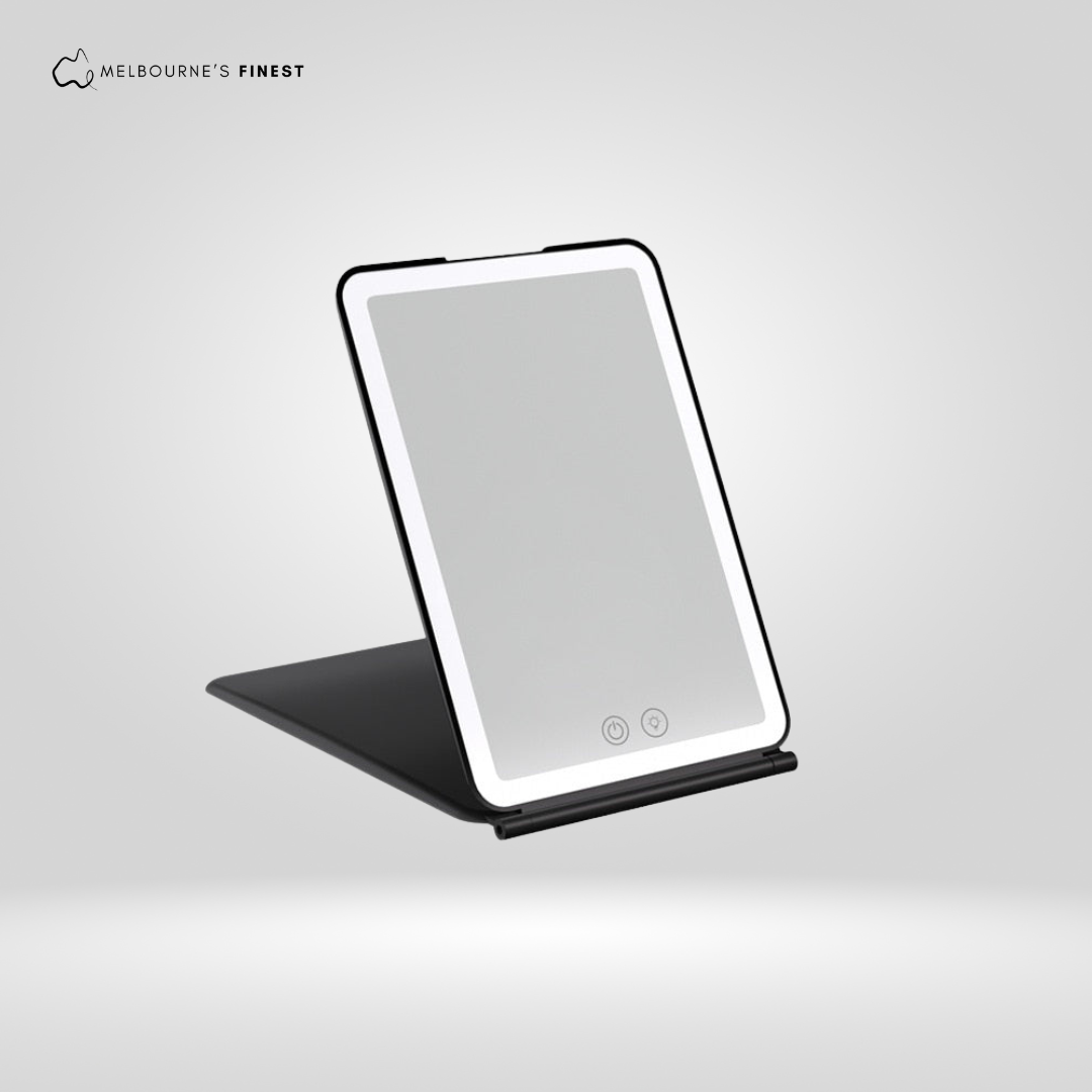 Miroir de maquillage avec éclairage et fonction de charge USB – Miroir de maquillage cosmétique portable, dimmable, design élégant
