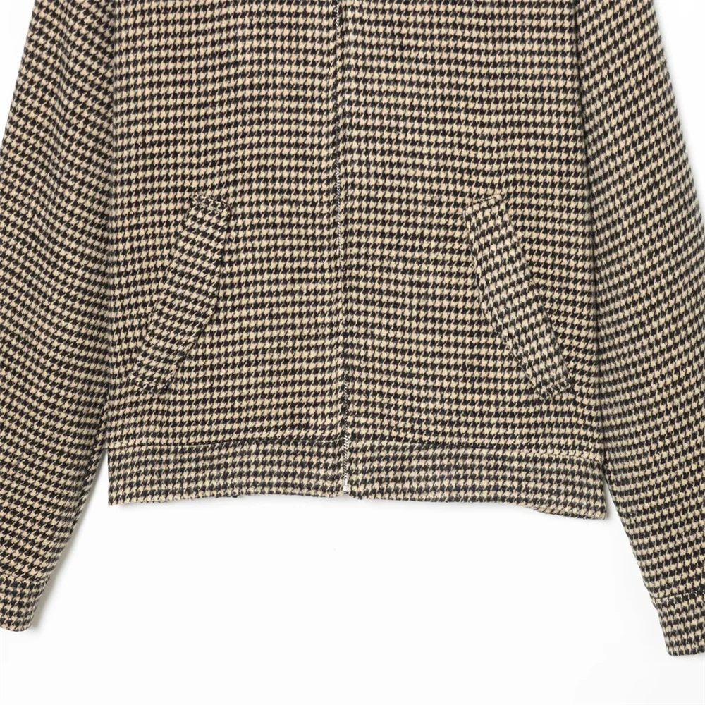 Set damă cu jachetă cu fermoar cu mânecă lungă și pantaloni cu picior drept | Stil vintage