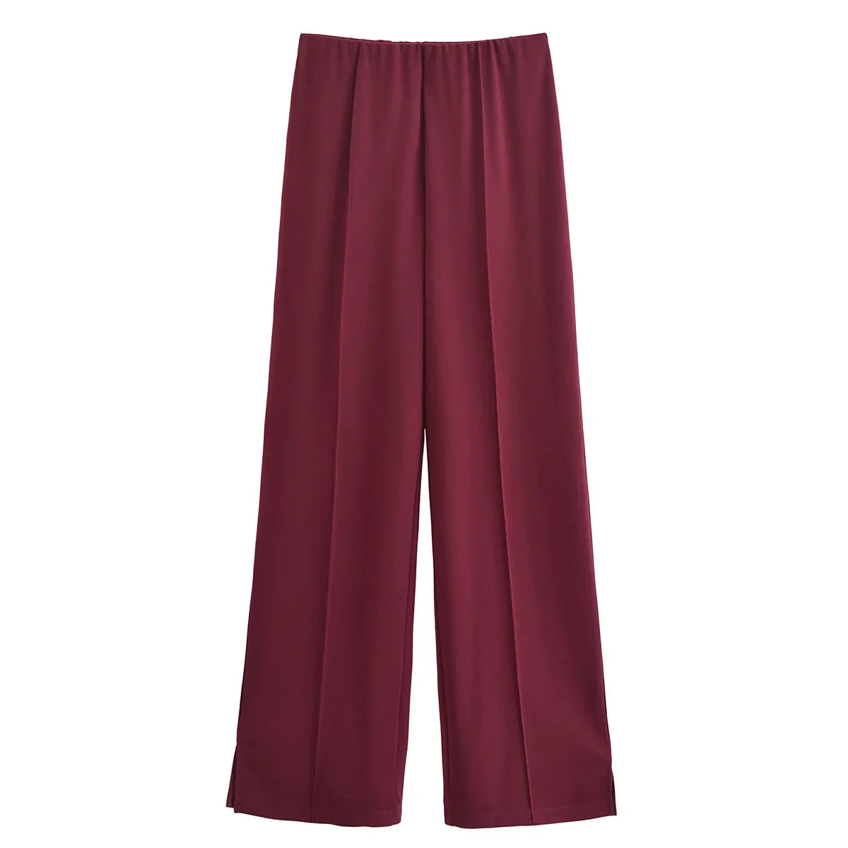 Set da tempo libero donna | Completo due pezzi con top girocollo | Pantaloni ampi con dettagli a cucitura | Look comodo e casual