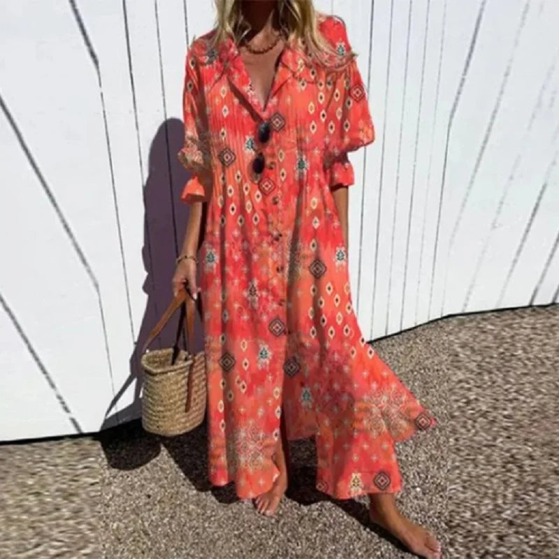 Damen Boho Kleid mit fließender Silhouette – Stilvolle Leichtigkeit für sonnige Tage
