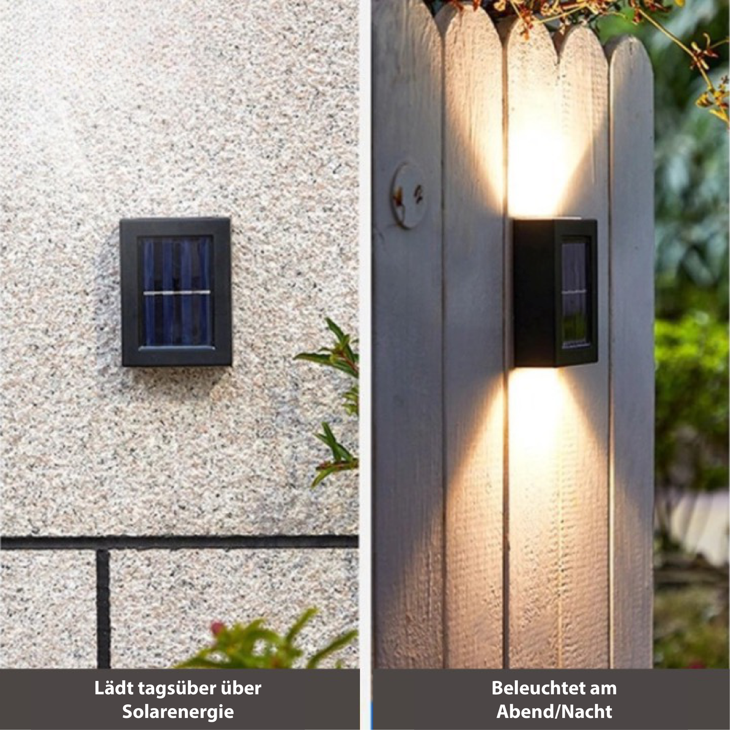 Solar LED Wandleuchte für Außenbereich – Automatisches Ein- und Ausschalten, IP65 Wasserdicht, Einfache Installation ohne Kabel