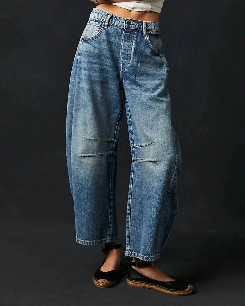 Stylische Damen Mid-Waist Jeans – Relaxed Fit für Komfort und Eleganz