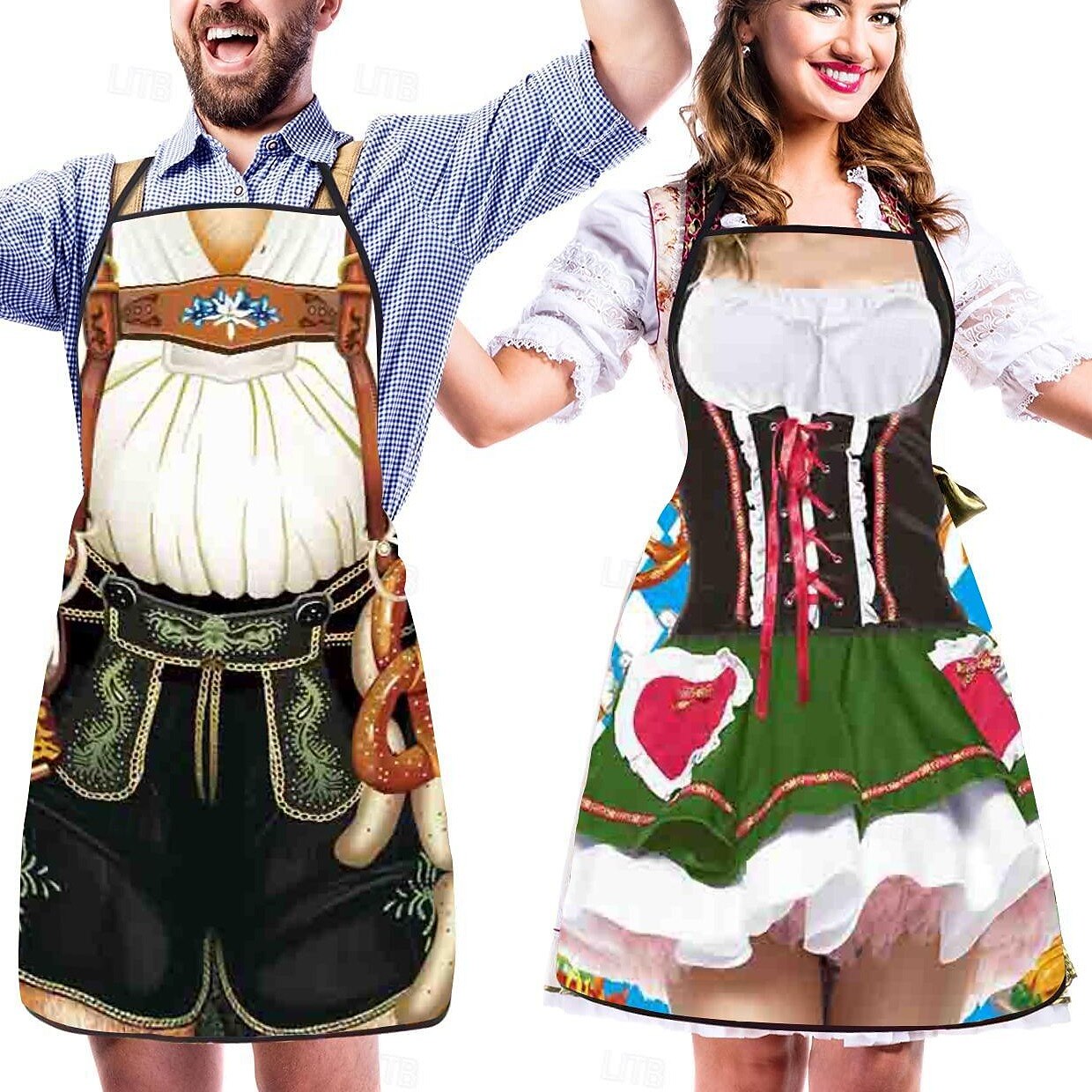 Trachtenschürzen für Paare – Oktoberfest | Lederhosen- und Dirndl-Designs als Hingucker