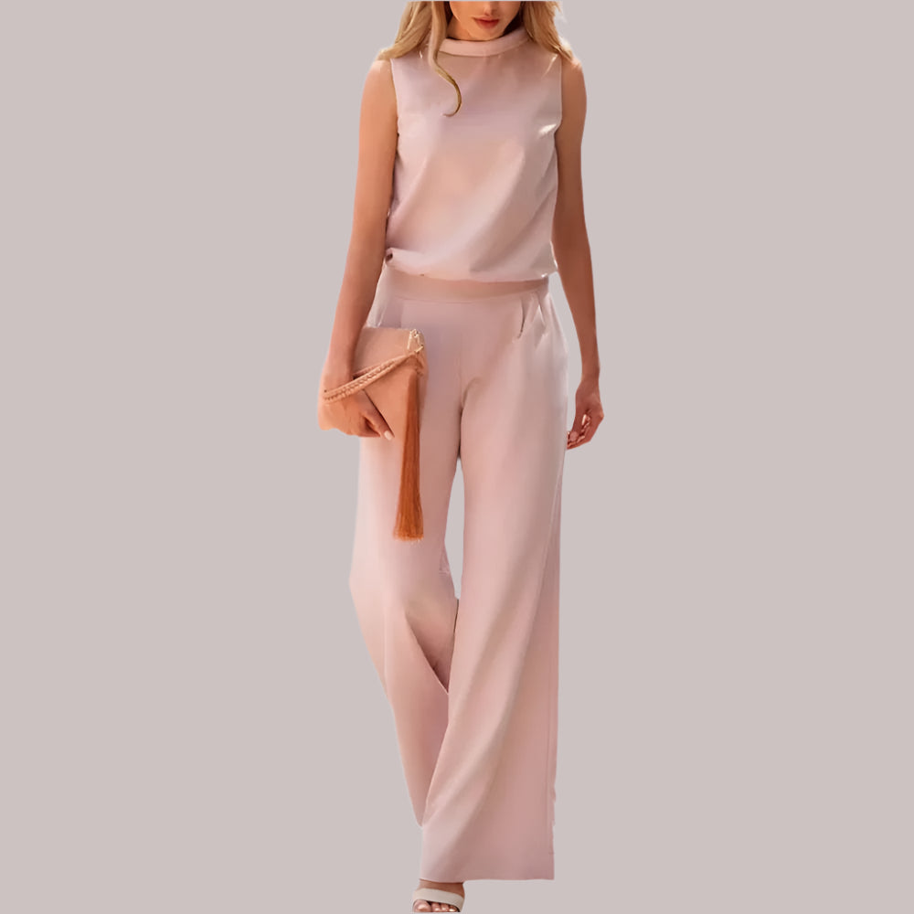 Damen Zweiteiler Elegant – Luftiges Outfit mit ärmellosem Oberteil und weiter Hose
