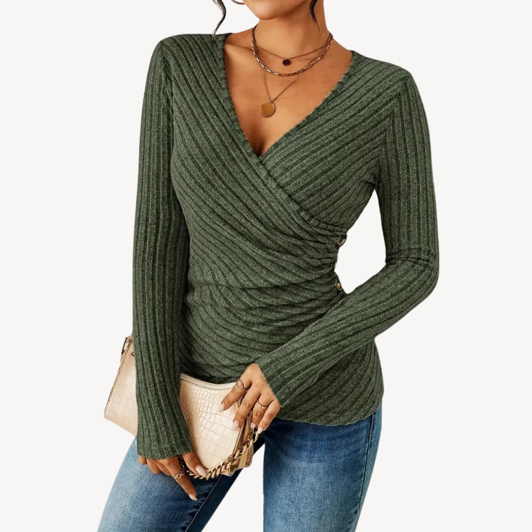 V-Ausschnitt Rippenshirt | Oberteile für Damen in Freizeit und Alltag