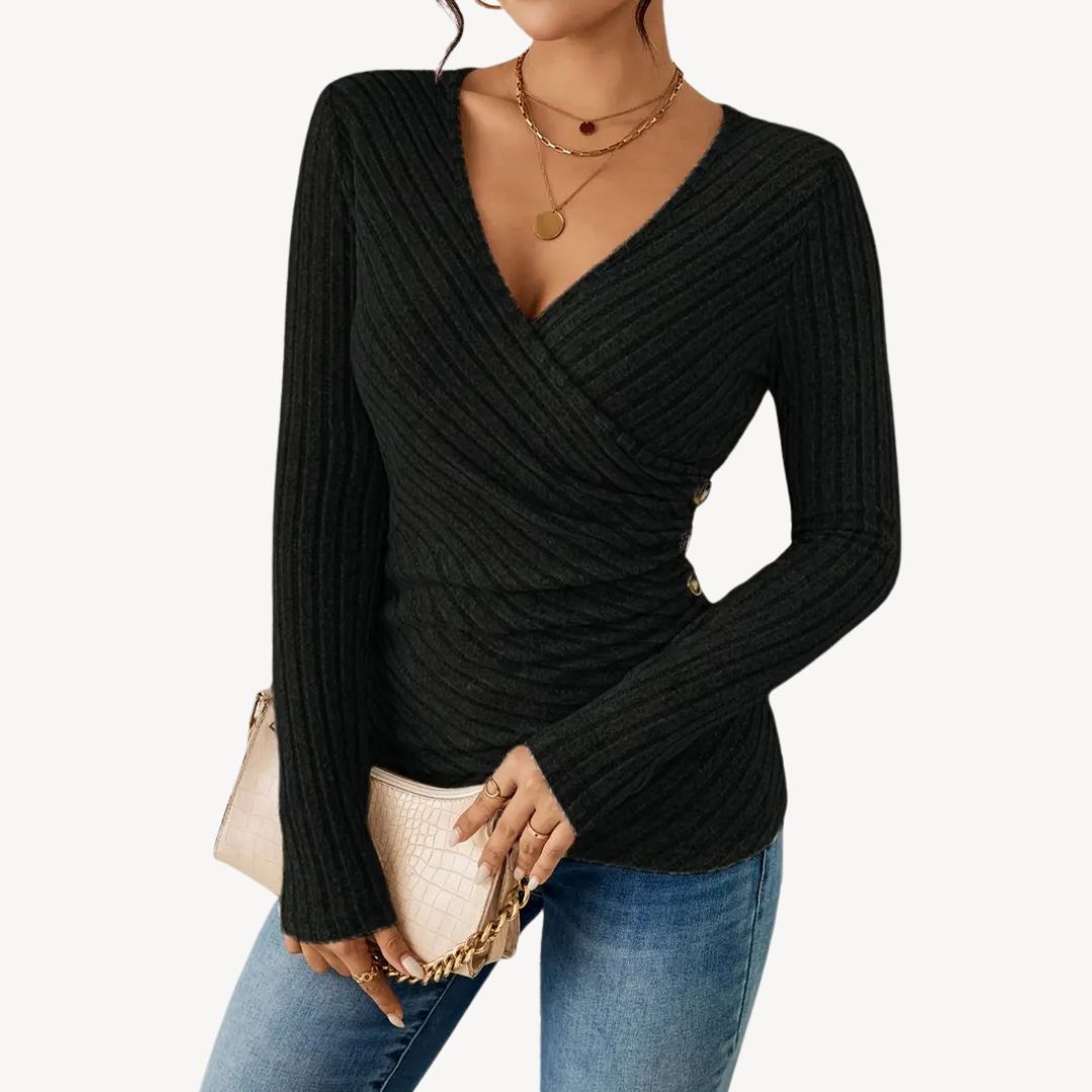 V-Ausschnitt Rippenshirt | Oberteile für Damen in Freizeit und Alltag