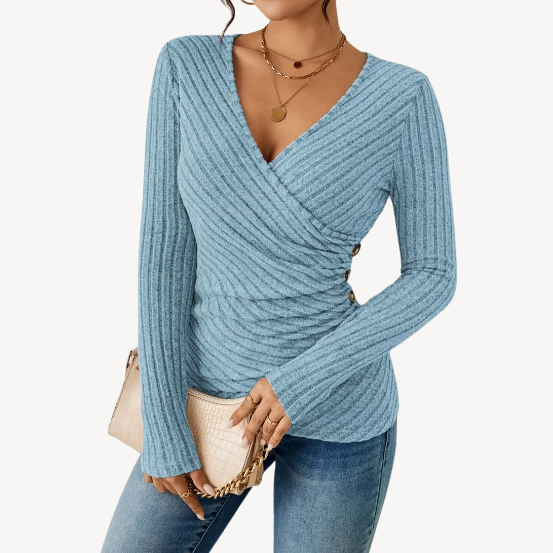 V-Ausschnitt Rippenshirt | Oberteile für Damen in Freizeit und Alltag