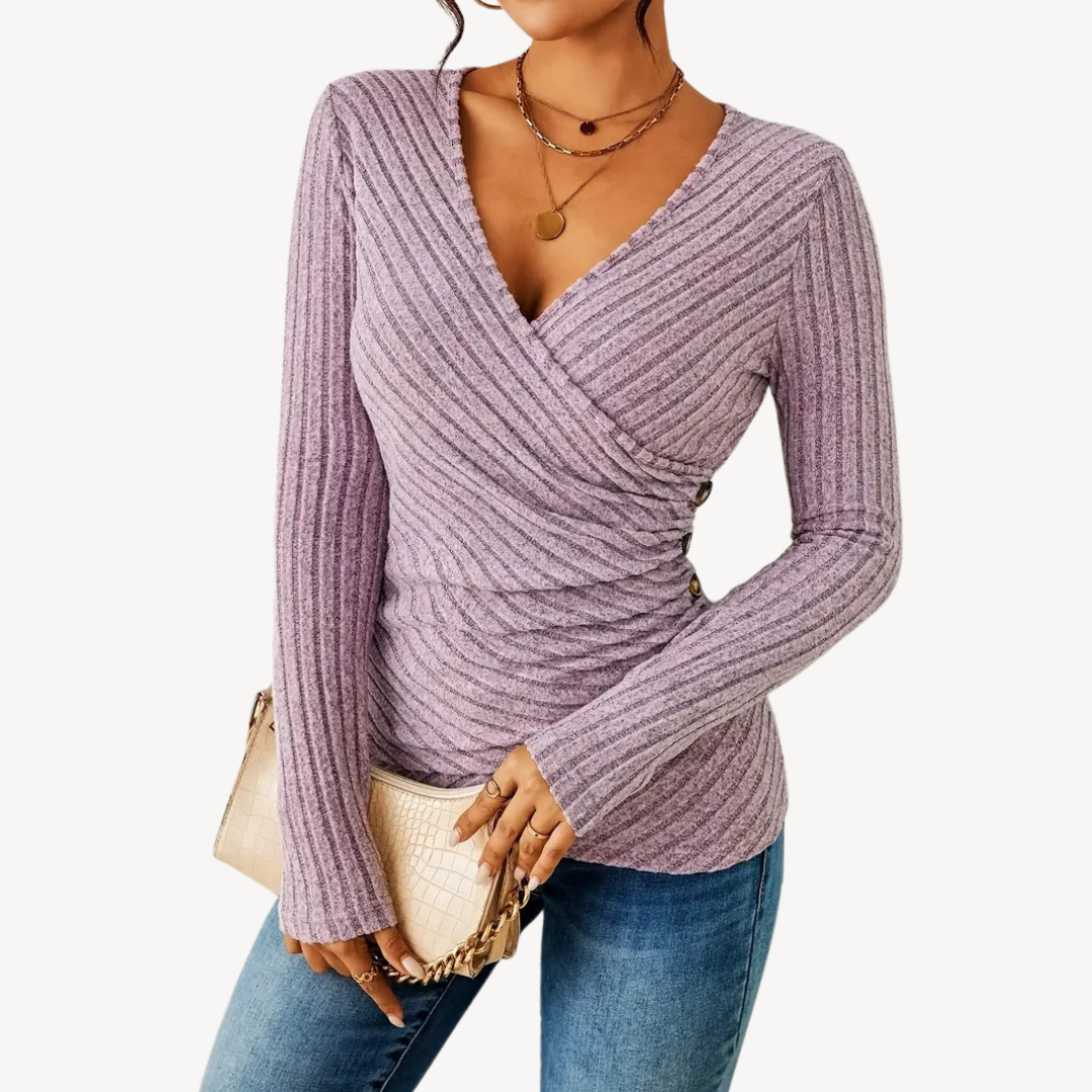V-Ausschnitt Rippenshirt | Oberteile für Damen in Freizeit und Alltag