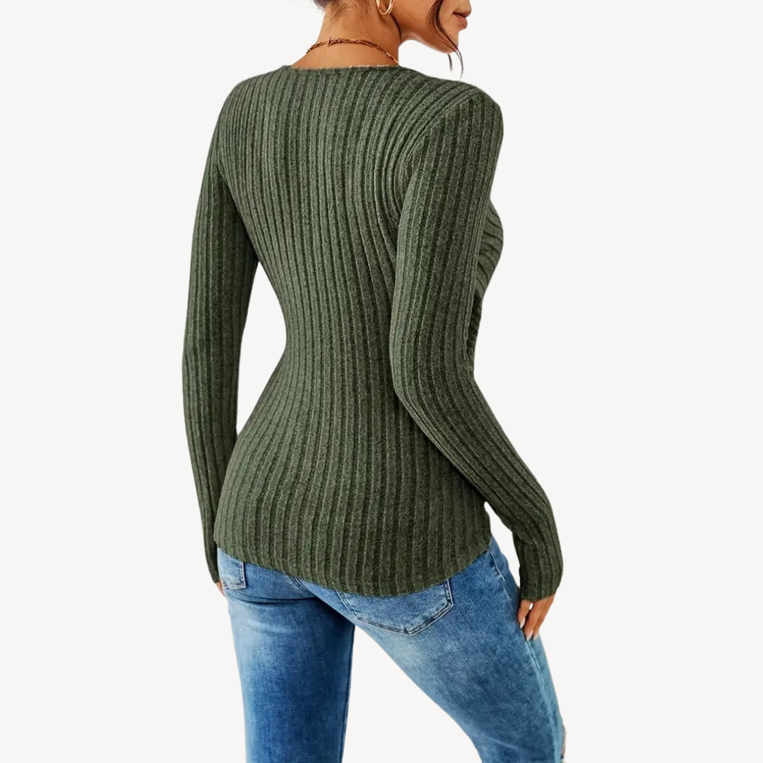 V-Ausschnitt Rippenshirt | Oberteile für Damen in Freizeit und Alltag