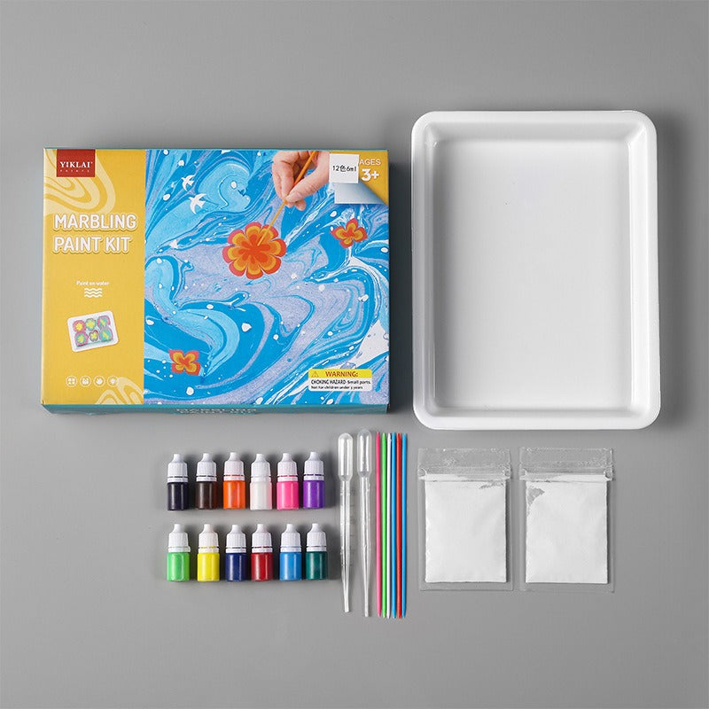 Wasser-Marmorierungs-Farbsatz mit 6 Farben für kreative Kunstprojekte – Hochpigmentierte Farben und Zubehör für Anfänger und Profis