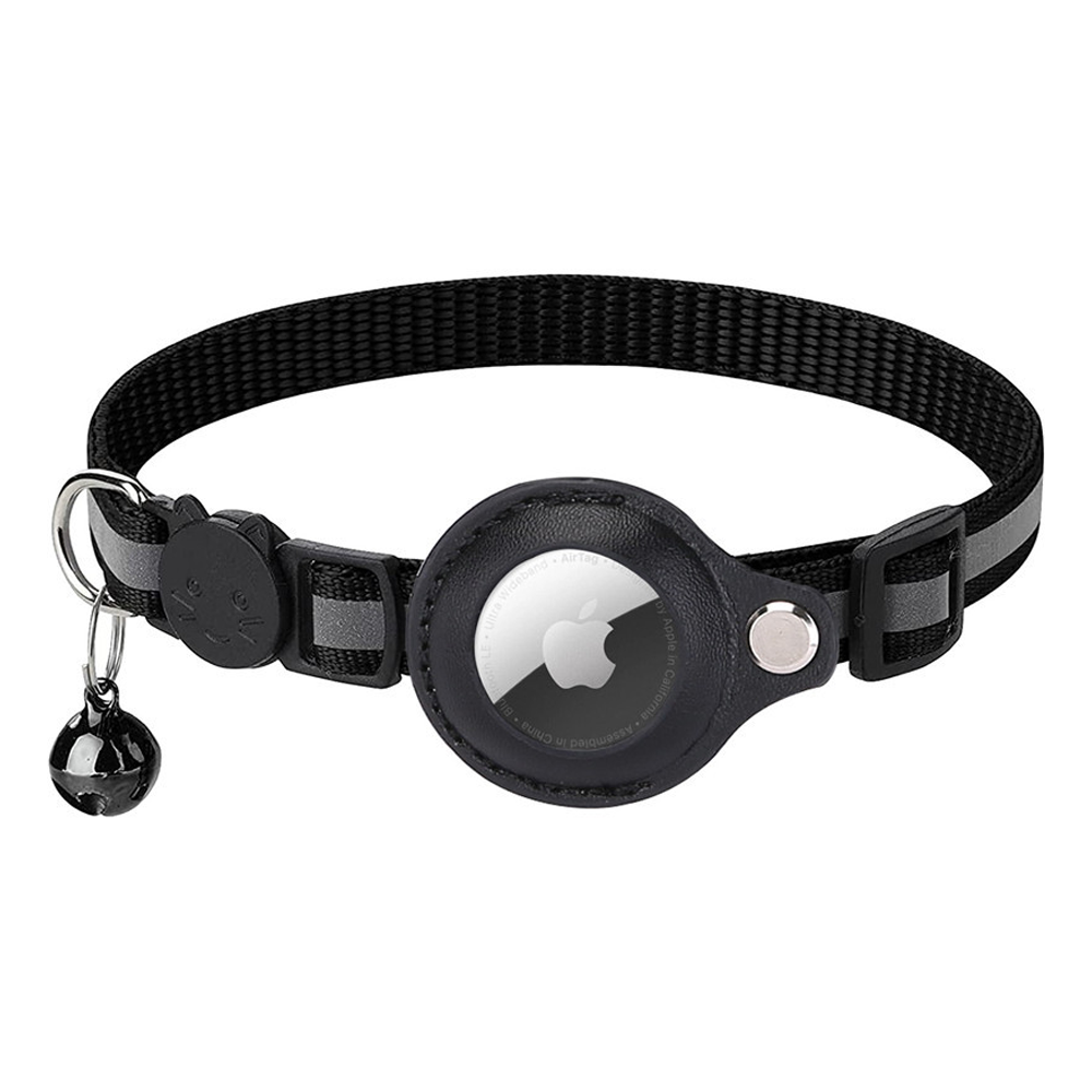 Wasserdichtes Katzenhalsband mit reflektierenden Streifen und verstellbarem AirTag-Halter, sicher und robust
