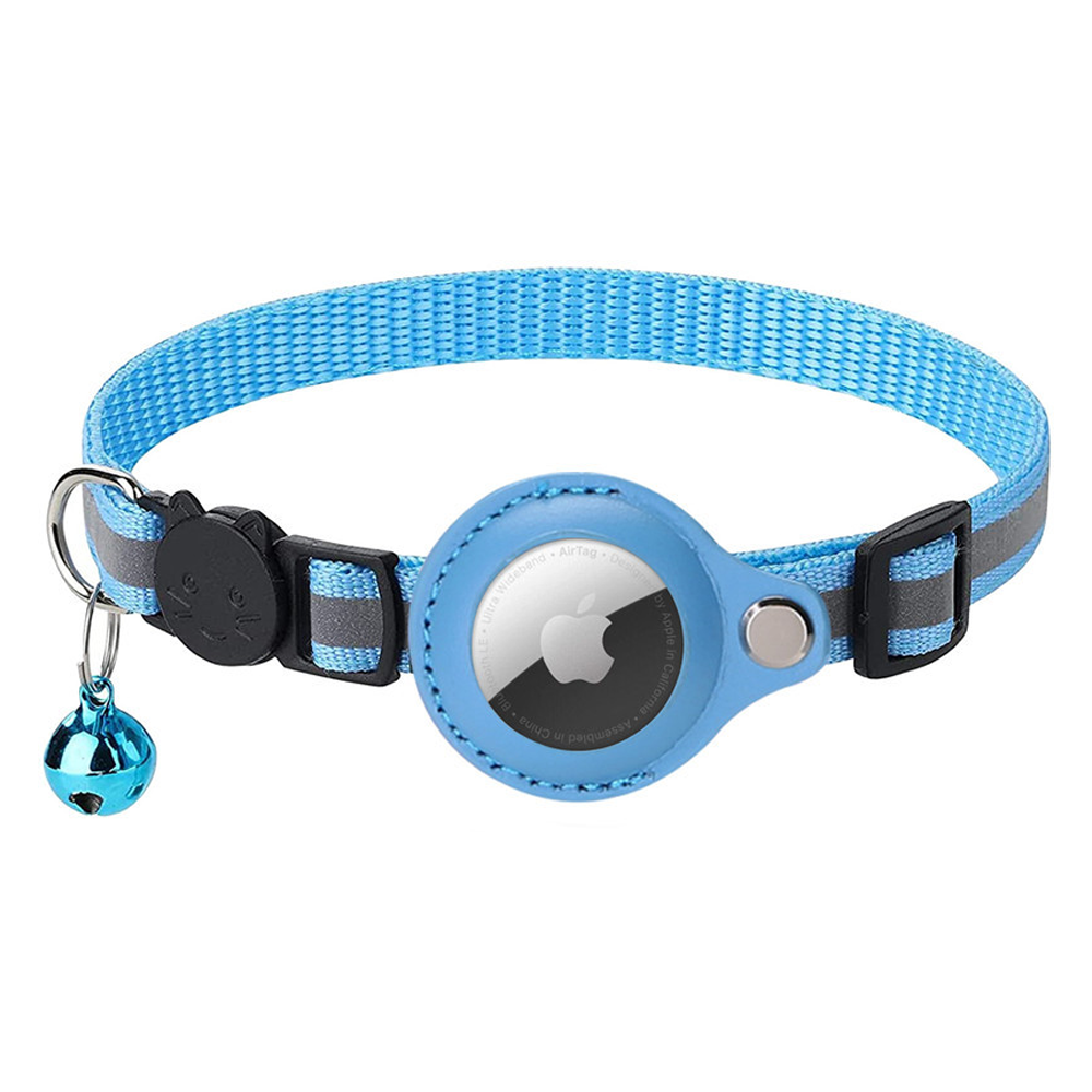 Wasserdichtes Katzenhalsband mit reflektierenden Streifen und verstellbarem AirTag-Halter, sicher und robust