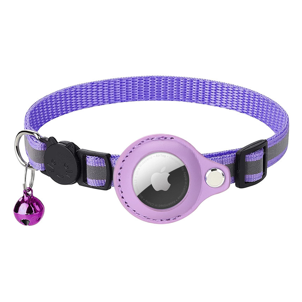 Wasserdichtes Katzenhalsband mit reflektierenden Streifen und verstellbarem AirTag-Halter, sicher und robust