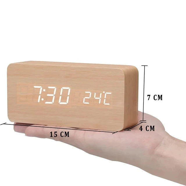 Wecker mit Licht | Digitaler Holzwecker mit Sprachsteuerung und einstellbarer Helligkeit