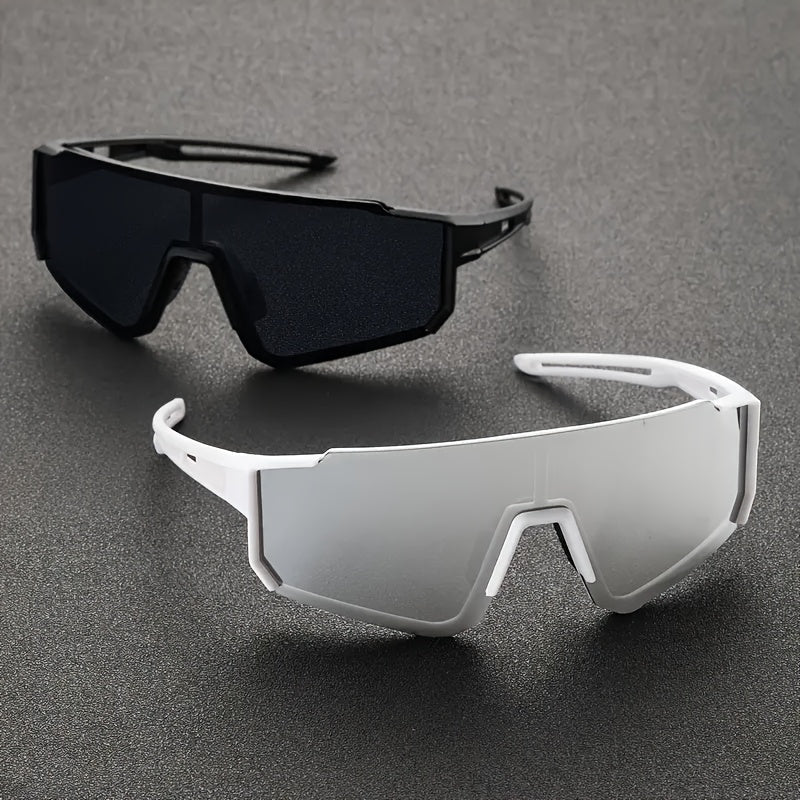 Occhiali da sole da uomo tipo maschera, lente unica, montatura sportiva | Copertura completa