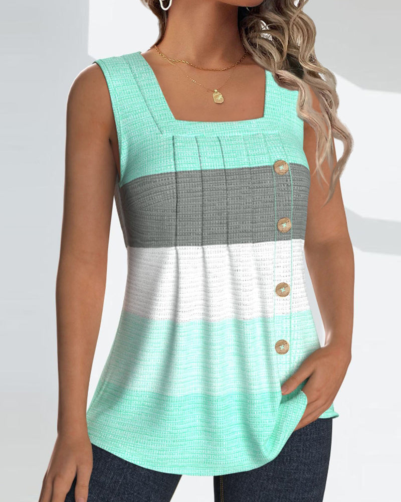 Ärmelloses Tanktop Damen mit Knopfdetail