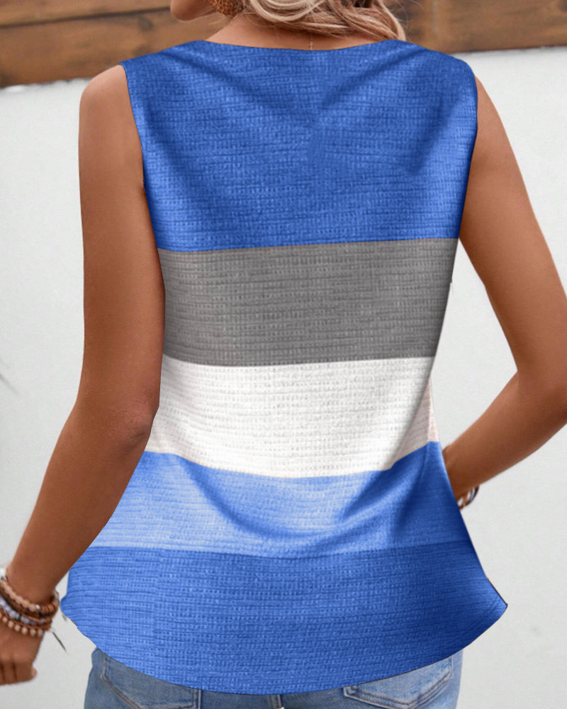 Ärmelloses Tanktop Damen mit Knopfdetail