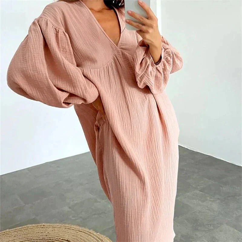 Damen Midi Kleid mit langen Ärmeln – Aurora