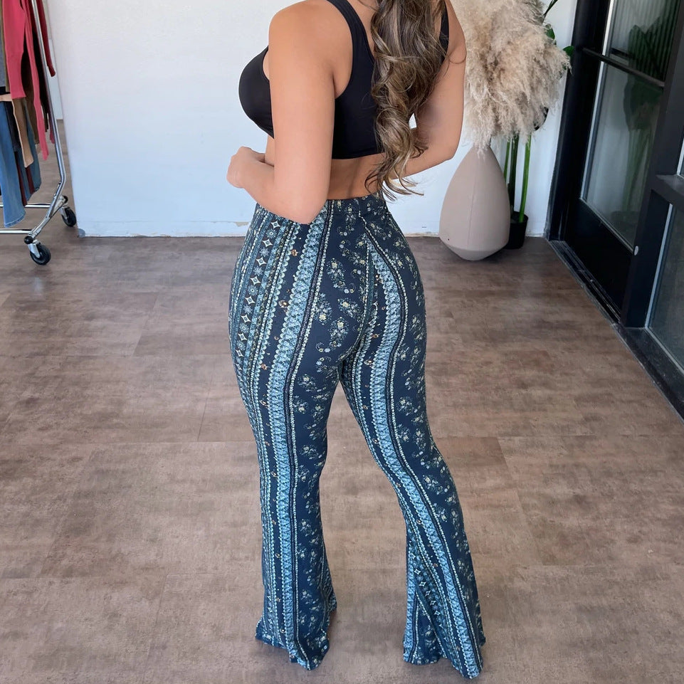 Bohème-Hose für Frauen mit hoher Taille und Schlaghose
