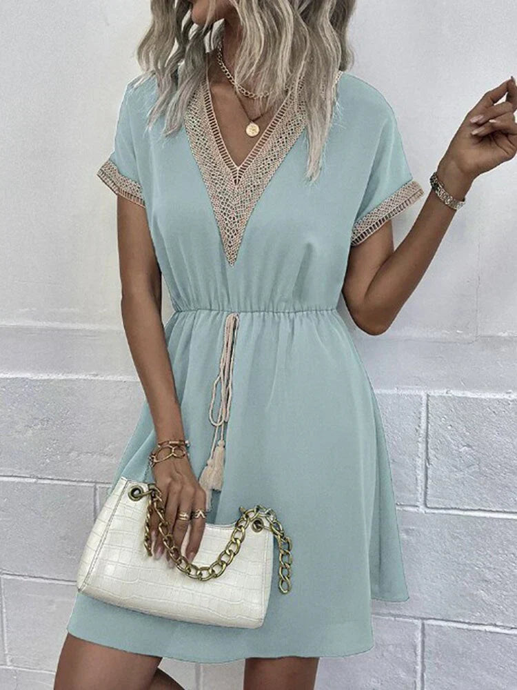 Bohemian Kleid Damen V-Ausschnitt