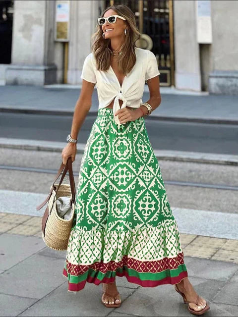 Boho Maxirock mit Ethno-Muster – Stilvoll & Luftig