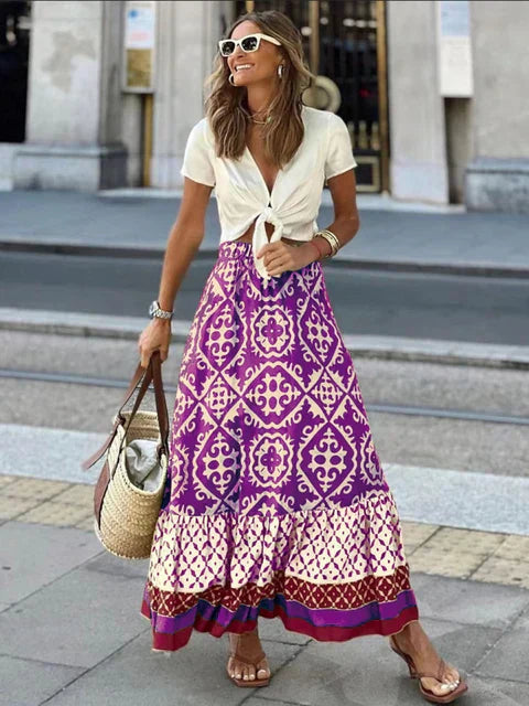 Boho Maxirock mit Ethno-Muster – Stilvoll & Luftig