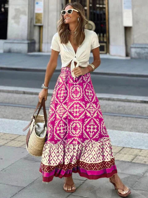 Boho Maxirock mit Ethno-Muster – Stilvoll & Luftig
