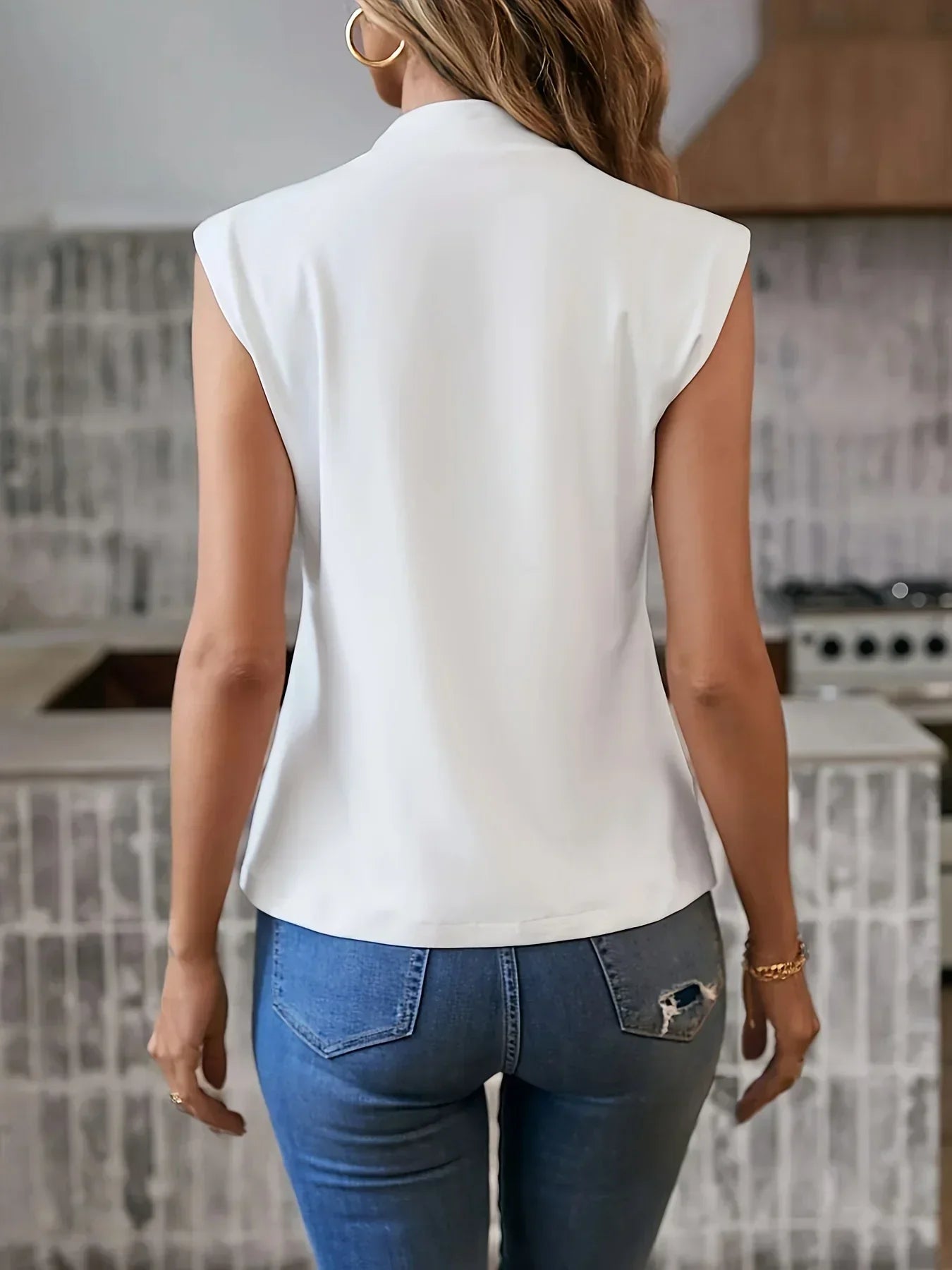 Damen ärmellose Bluse mit eleganter Silhouette