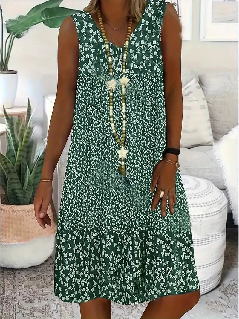 Damen ärmelloses Kleid mit Blumenmuster - Sommerkleid mit Blumenmuster