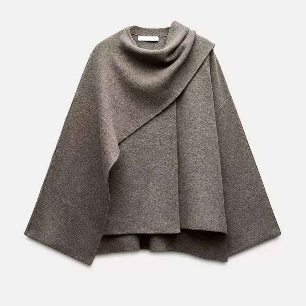 Damen Asymmetrischer Cape-Poncho – Eleganter Überwurf für Herbst und Winter3